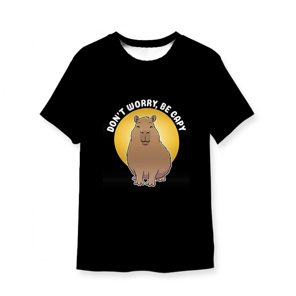 Jumeast Capybaras Graphic Don'T Worry Be Capy Men T-Shirt Nere Cute Animal T-Shirt Baggy Unisex Abbigliamento Vintage Cutecore Tops