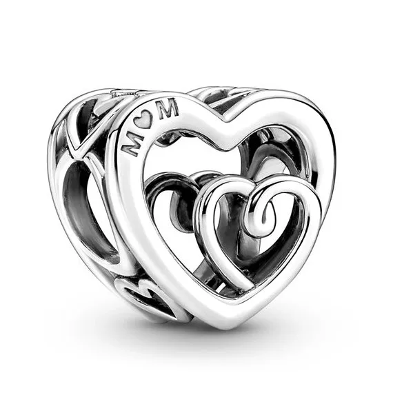 Original Moments Intrecciati Infinite Hearts Beads Charm Fit Pandora Women 925 Sterling Silver Bracciale Bangle Jewelry