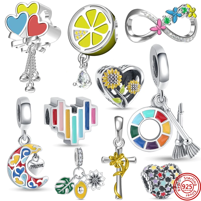 925 Sterling Silver Palloncino Colorato Farfalla Stella Luna Cuore Perline Infinite Fit Originale Pandora Charms Braccialetto Gioielli Fai Da Te