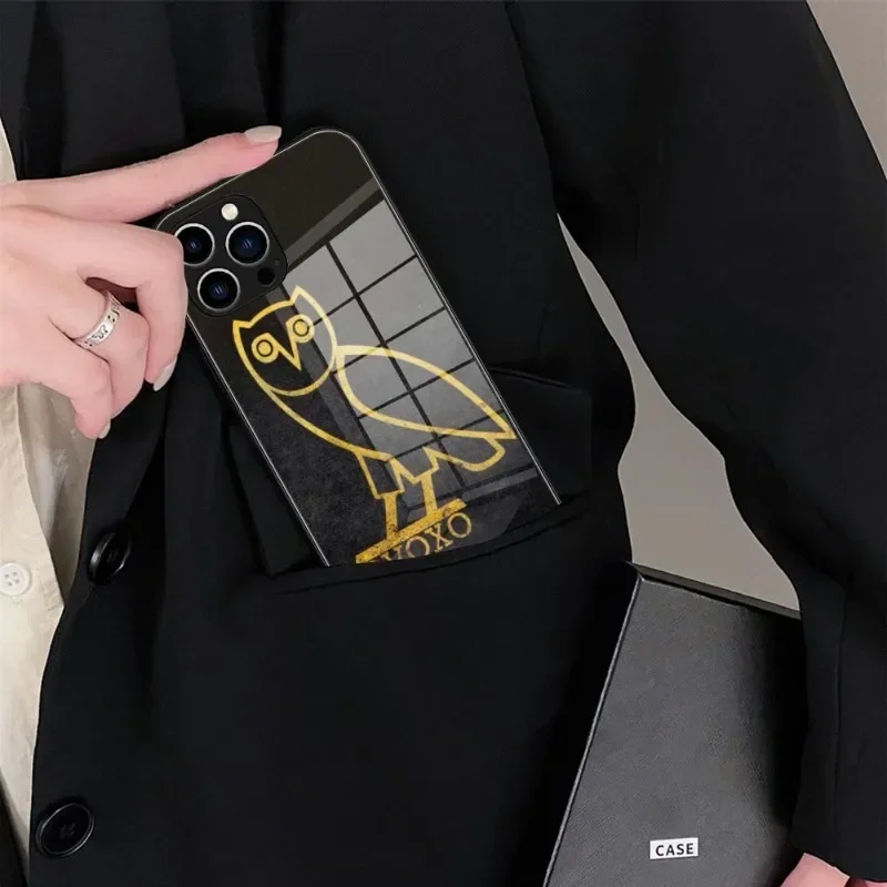 Nuova Custodia Per Telefono Modello Uccello In Vetro Temperato Per Iphone 14 15 11 12 Pro 8 7 14 Plus 13 Pro Max Xr Iphone 15 O-V-O Cover Con Logo