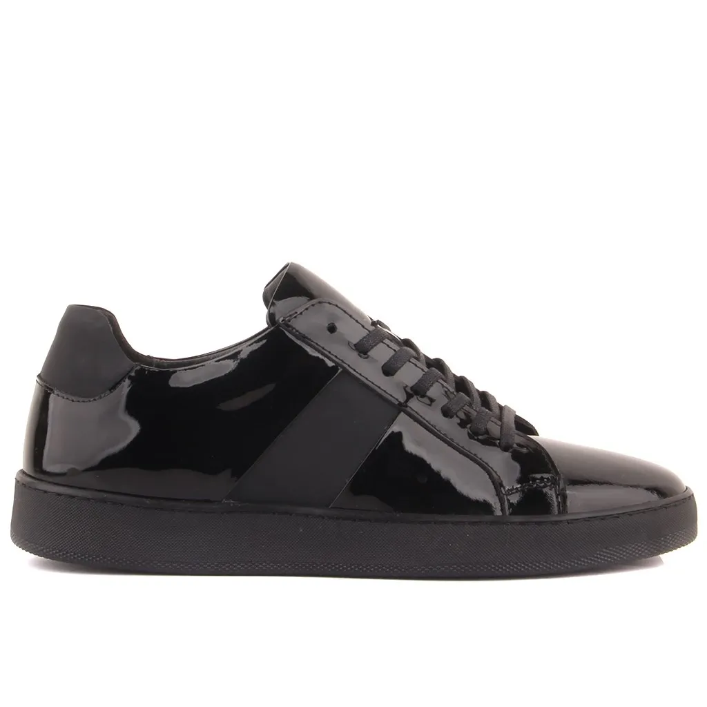 Sail Lakers-Black Patent Leather Lace-Up Men'S Casual Shoes