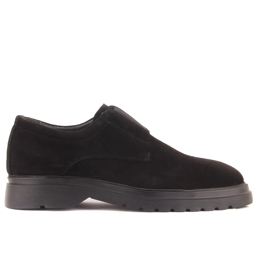 Sail Lakers-Black Suede Leather Lacing Men'S Casual Shoes