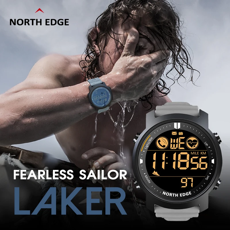 North Edge Mens Smart Watch Cardiofrequenzimetro Donna Smartwatch Swming Running Pedometro Sveglia Impermeabile 50M Android Ios