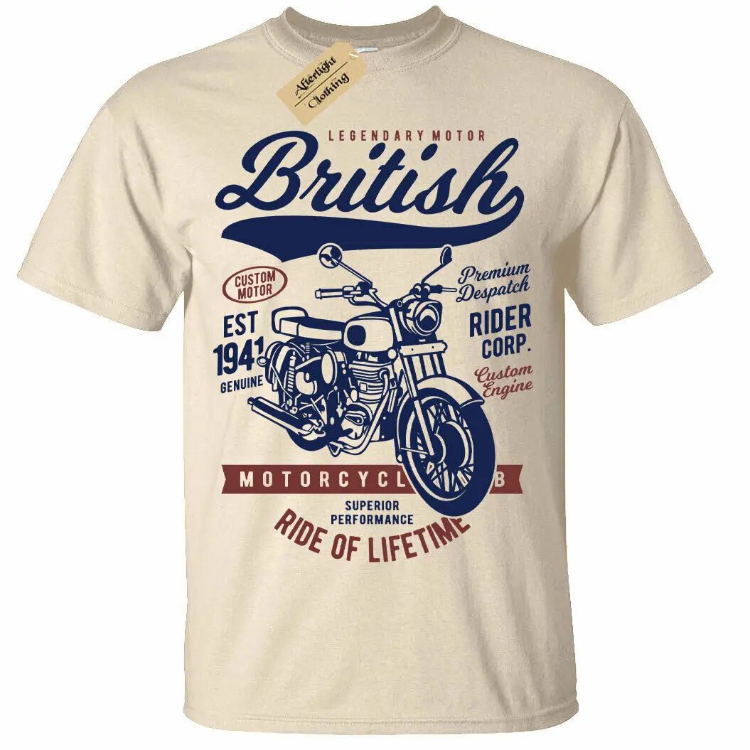 T-Shirt Moto Britannica Moto Biker Custom Rider Uk Mens