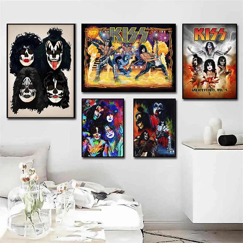 Band White Photo Paper Poster Wall Sticker Cafe Bar Decorato Home Bed Room Decor