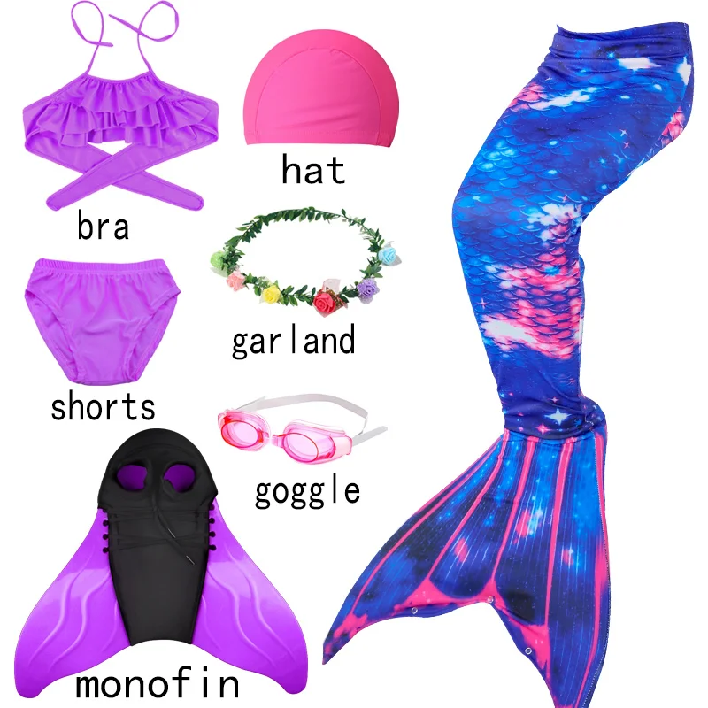 Anime Girls Swimming The Little Mermaid Tails Costumi Cosplay Carnival Party Costume Da Bagno Bikini Costume Da Bagno Aggiungi Monofin