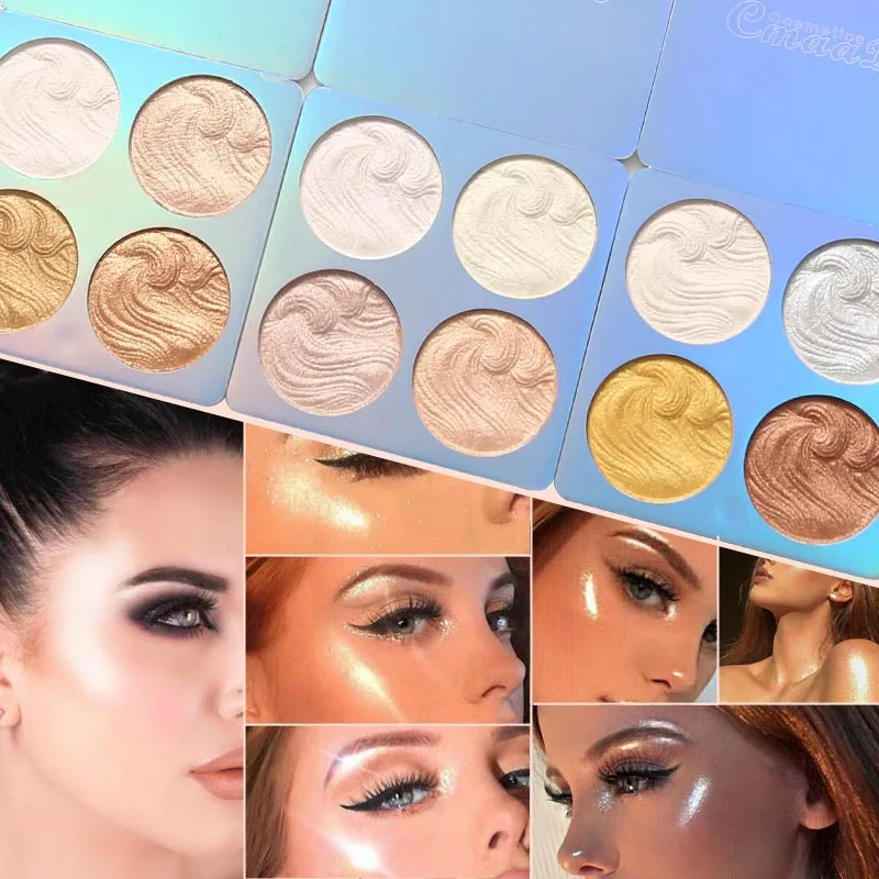 4 Colori Contorno Polvere Luccichio Lustro Evidenziatore Tavolozza Illuminatore Bronzer Polvere Evidenzia Trucco Illumina La Polvere Del Viso Tslm1