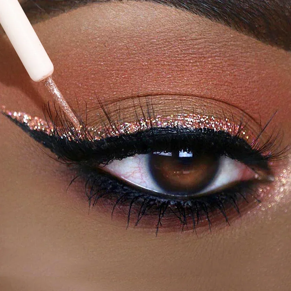 Shiny Silver Eyeliner Eyeshadow Waterproof Diamond Rose Gold Color Glitter Paillettes Eyeliner Eye Shadow Makeup Beauty Cosmetics