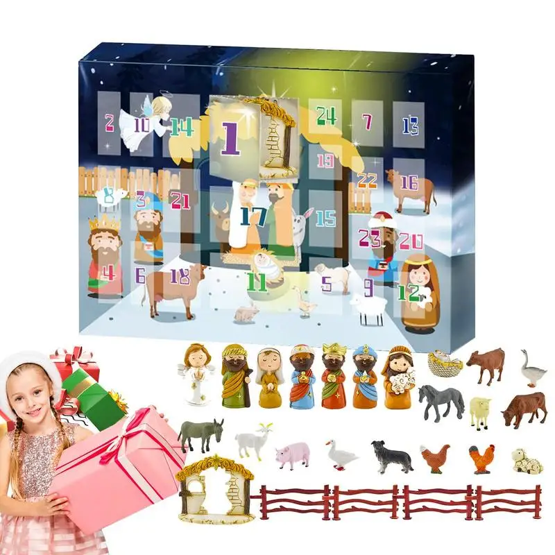 Calendario Dell'Avvento Della Natività 2023 Presepe Per Bambini Calendario Dell'Avvento Natalizio Bambini Calendario Dell'Avvento Religioso Cristiano 