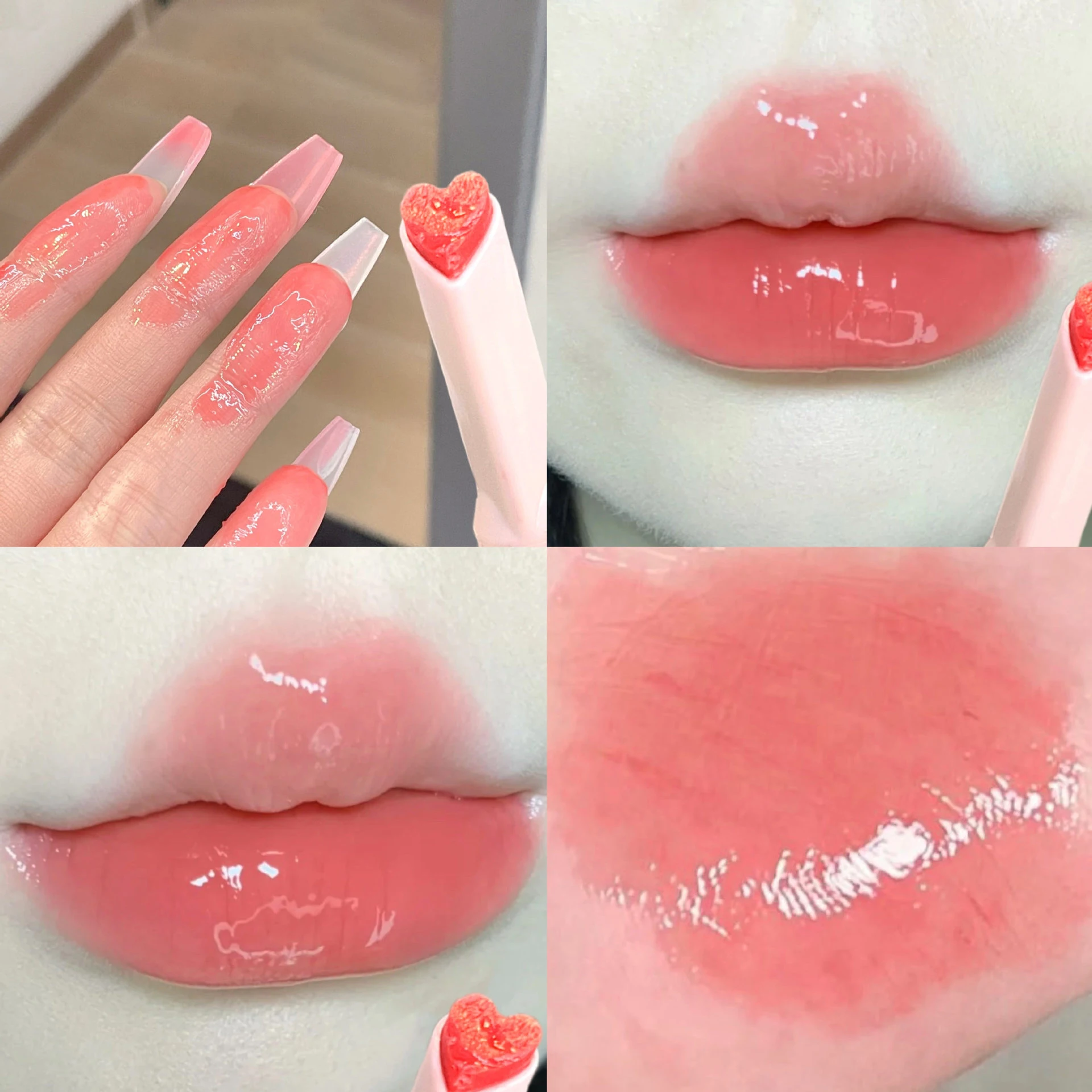 Florette Clear Lip Glaze Flower Love Jelly Mirror Rossetto Waterproof Antiaderente Cup Rossetto Trasparente Korea Women Lip Makeup