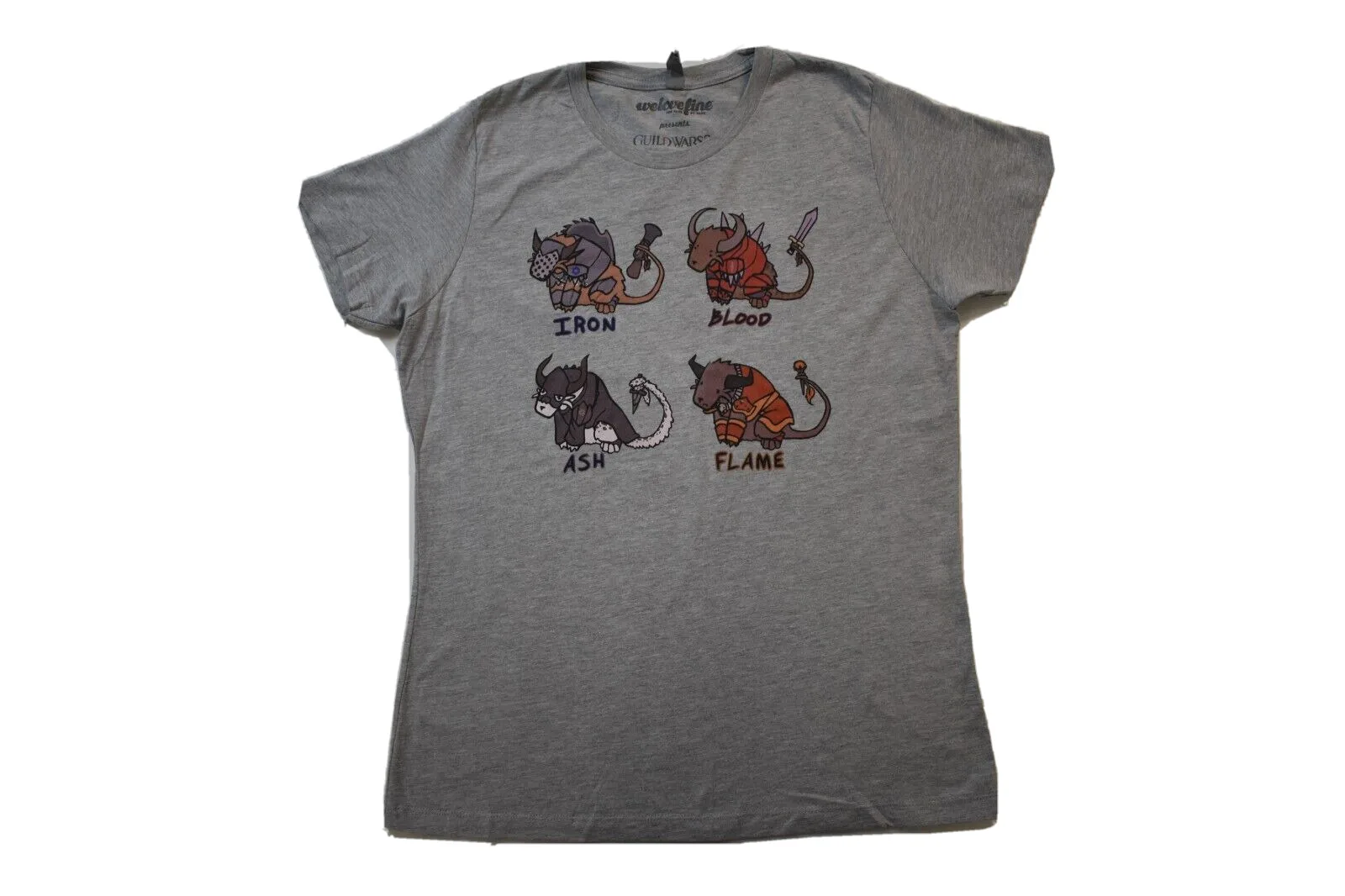 Welovefine Juniors Guild Wars 2 Iron, Blood, Ash, Flame Grey Shirt New L Maniche Lunghe