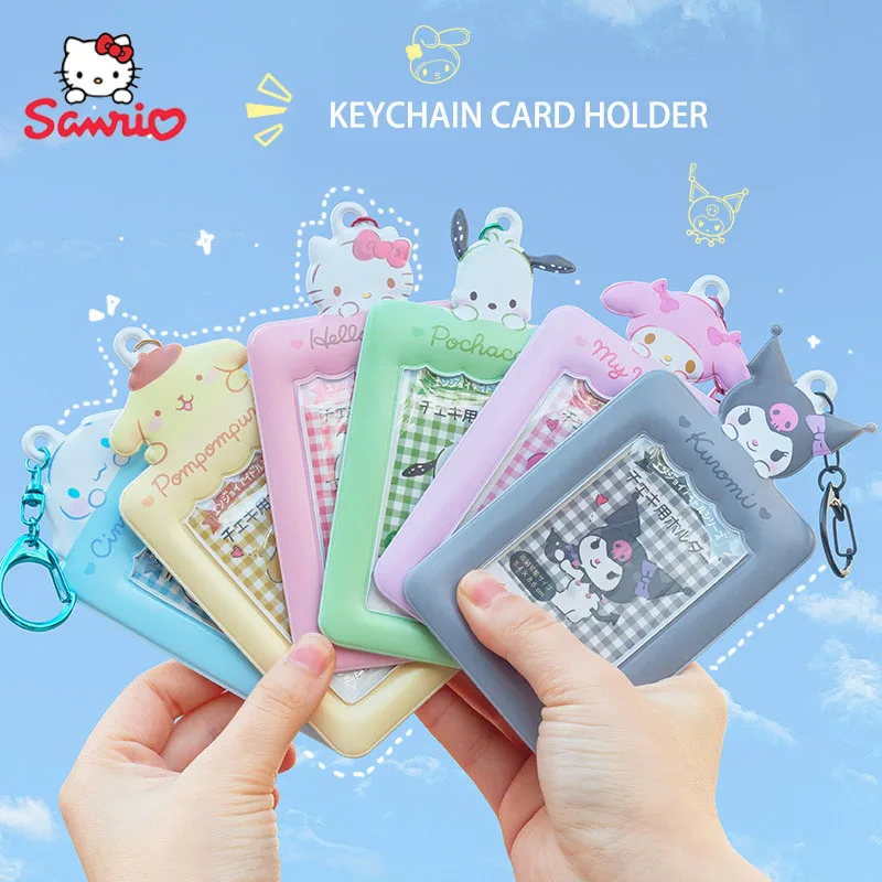 Kawaii Sanrio Cinnamoroll Hello Kitty My Melody Cartoon Photo Id Card Holder Portachiavi Ciondolo Water Proof Life Supplies