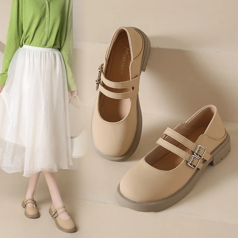 Platform Mary Jane Scarpe Donna Jk New Spring Flat Line Con Punta Tonda Scarpe Singole Con Suola Morbida Scarpe Vintage Piccole In Pelle Donna