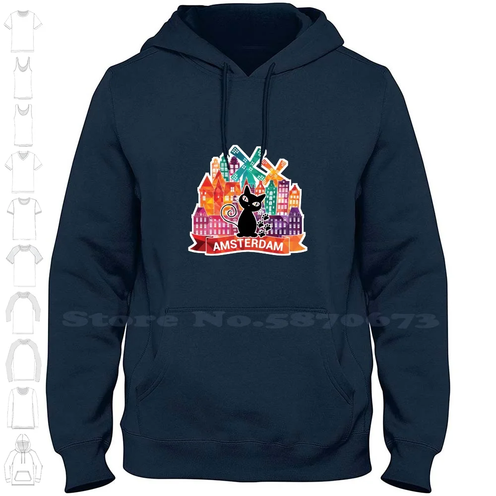 Amsterdam Skyline Cat Streetwear Sport Felpa Con Cappuccio Felpa Amsterdam Skyline Cat Holland Amsterdam Skyline Capodanno Amsterdam Nuovo