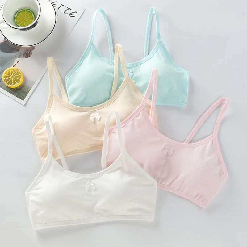 3 Pz/Lotto Sport Young Girls Bra Cute Cotton Topic Teenage Training Underwear Natural Sling Fahsion Vest