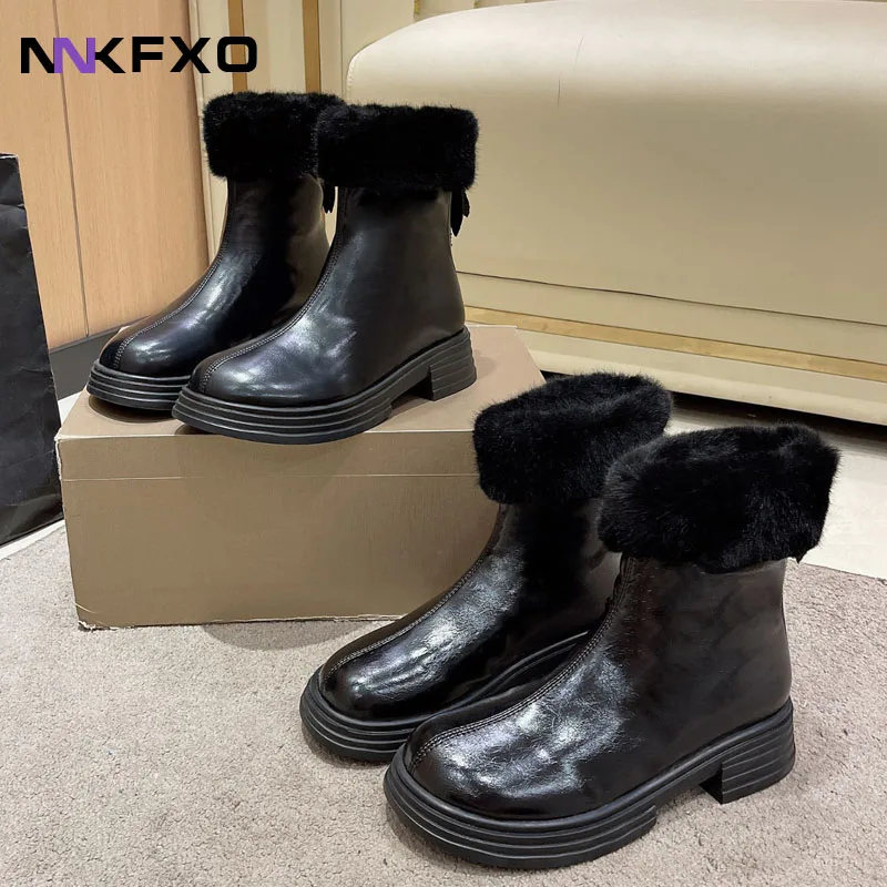 2023 New Popular Nature Wool Snow Boots Stivali Invernali In Pelle Donna Zipper Ladies Platform Stivaletti Bc7309
