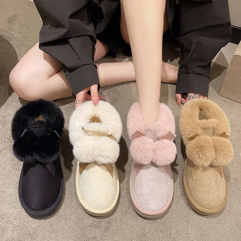Stivali Invernali Da Donna Stivaletti Da Donna Stivaletti In Pelle Scamosciata Scarpe Invernali Calde In Pelliccia Naturale Stivali Da Neve Slip-On Mo