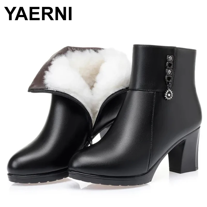Stivali Eleganti Da Donna 2024 Lana Naturale Calda Scarpe Invernali Moda Donna Stivaletti Moda Tacco Alto Donna
