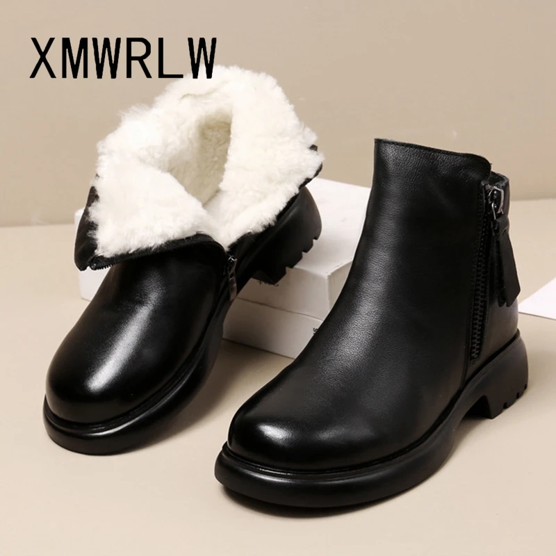 Xmwrlw Stivaletti Invernali Da Donna Scarpe In Vera Pelle Stivaletti Da Donna In Pelliccia Calda Scarpe Invernali Da Donna Suola In Gomma Scarpa Antis