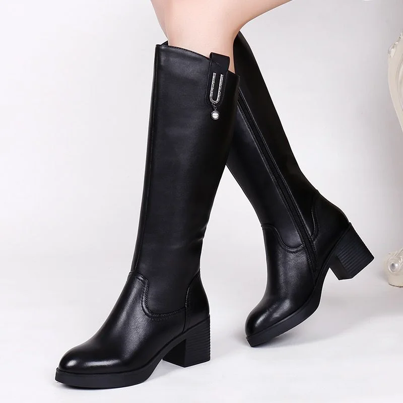 Botas Mujer Invierno 2022 Stivali Al Ginocchio Da Donna Scarpe In Pelle Naturale Autunno Inverno Caldo Peluche Scarpe Da Donna Botas De Mujer