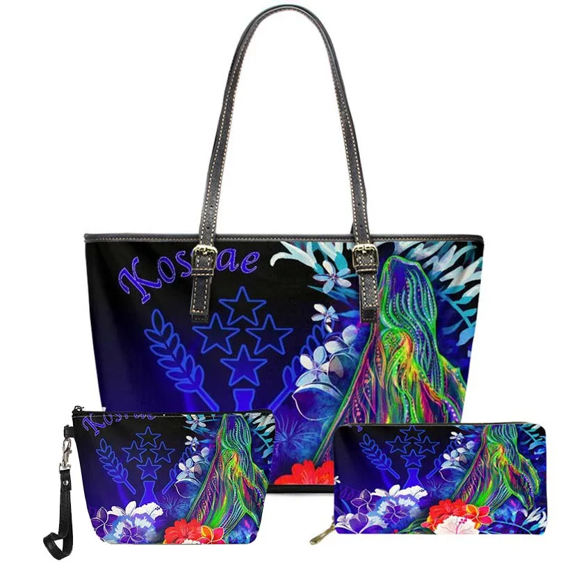 3 Pezzi Borse Kosrae Polinesia Ibisco Modello Tartaruga Borsa Da Donna Set Borse A Tracolla In Pelle Marche Famose Borsa Bolsa Per Donna
