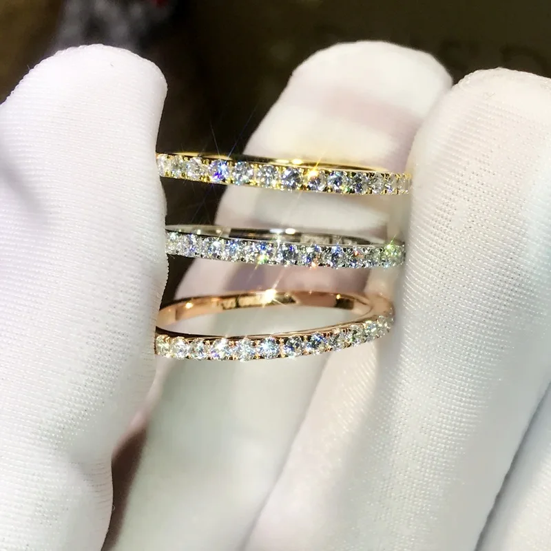 Yanleyu Lovers Eternity Female Promise Ring Sparkling One Row Cz Zircone Simple Wedding Band Rings For Women Bridal Jewelry Pr339