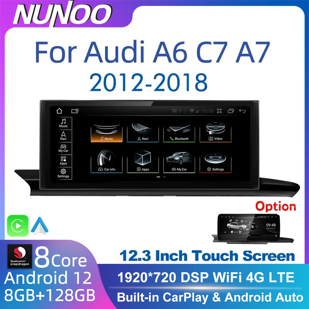 Per Audi A6 A7 C7 2012-2019 Apple Carplay Autoradio Android 12 Car Multimedia Player Navigazione Touch Screen Monitor Stereo