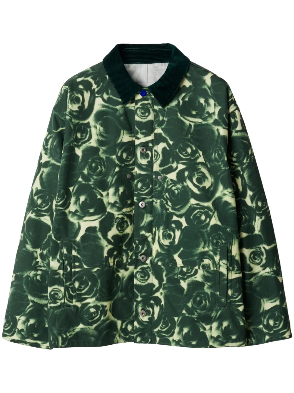 Burberry rose-print cotton shirt jacket - Verde