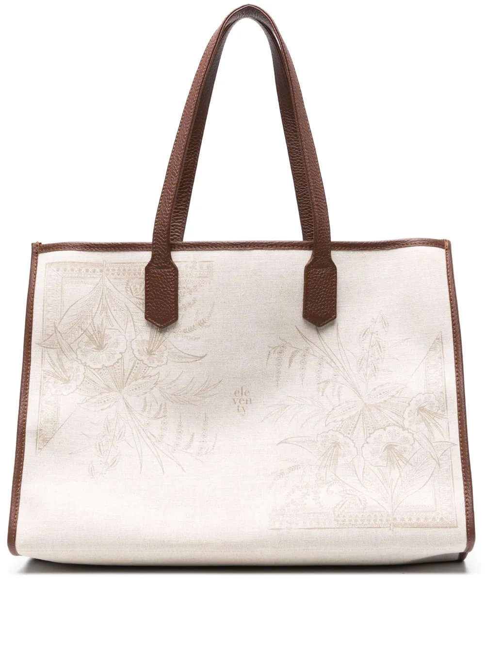 Eleventy floral-print canvas tote bag - Toni neutri