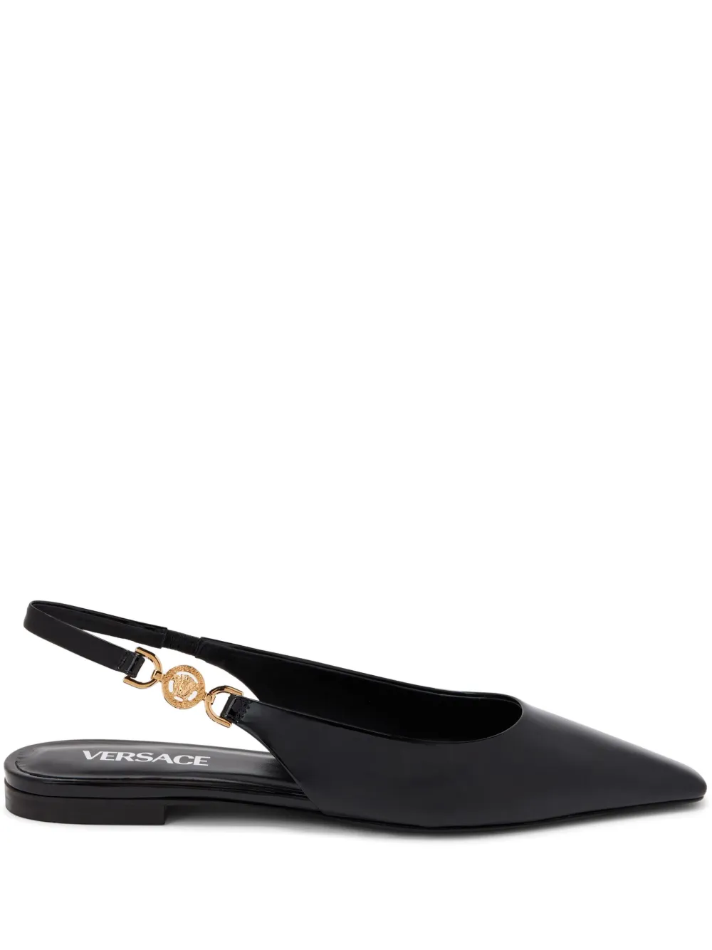 Versace Medusa-plaque slingback ballerina shoes - Nero