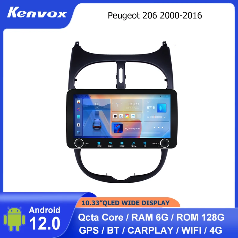 10.33 "Wide Qled 2 Din Autoradio Android Per Peugeot 206 2000-2016 Multimedia Navigazione Gps Autoradio Video Head Unit