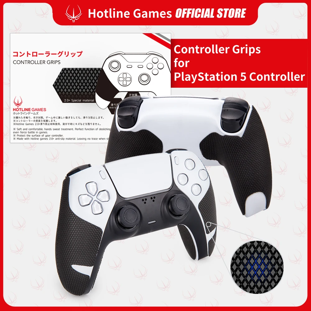 4 Pezzi Hotline Games 2.0 Plus Controller Grip Tape Compatibile Con Controller Dualsense Ps5, Antiscivolo, Traspirante