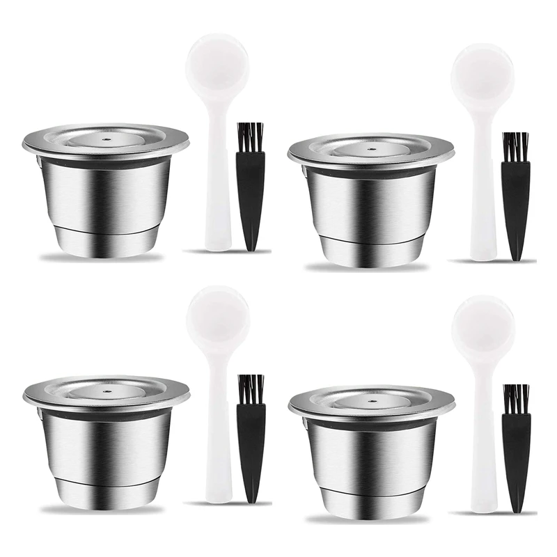 Capsule Riutilizzabili 4X Espresso Capsule Riutilizzabili Nespresso Cialde Caffè Espresso Capsule In Acciaio Inossidabile Compatibili