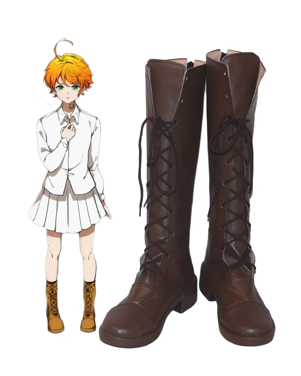 Emma Shoes Cosplay The Promise Neverland Emma Cosplay Boots Scarpe Marroni Neverland 2019 Cosplay Custom Made