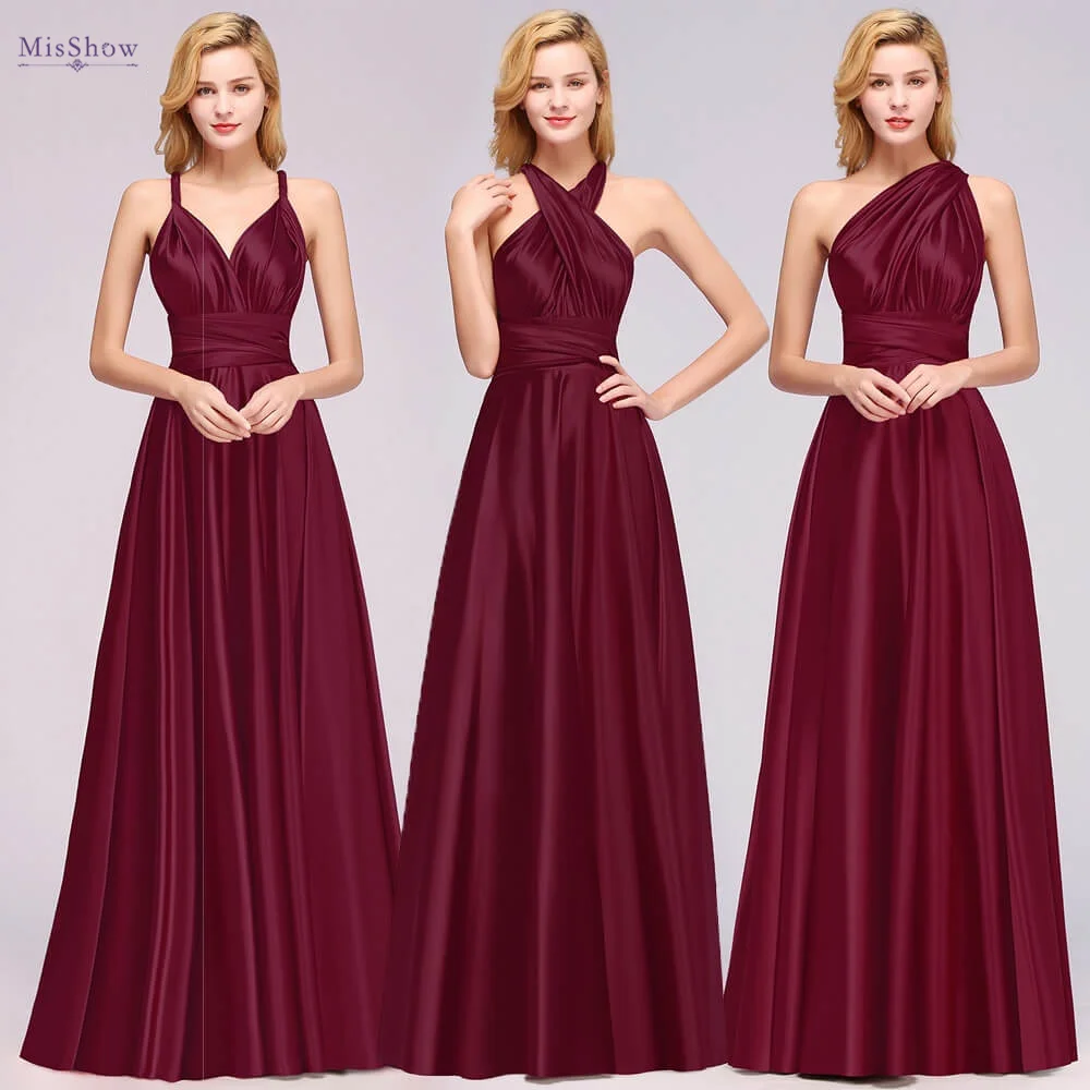 Plus Size Abiti Da Damigella D'Onore Donna 2023 Abito Infinito Convertibile Sexy Backless Multiway Milk Silk Wedding Evening Party Gowns