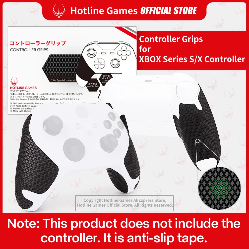 4 Pezzi Hotline Games 2.0 Plus Controller Grip Tape Compatibile Con Controller Xbox Series X/S, Antiscivolo, Traspirante