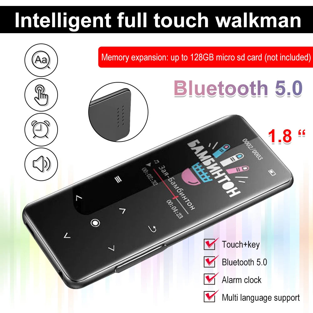 Lettore Mp3 Bluetooth Hifi Lettore Musicale Lossless Auricolare Sportivo Audio Portatile Walkman Con Fm/E-Book/Registratore/Mp3 Muslimah