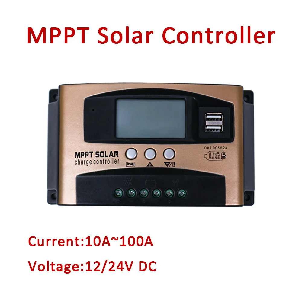 100A Solar Mppt Controller Off Grid Per Caricabatterie Per Pannello Solare Batteria Al Litio Porta Usb 12V 24V Off Grid Miglioramento Dell'Elettrodome