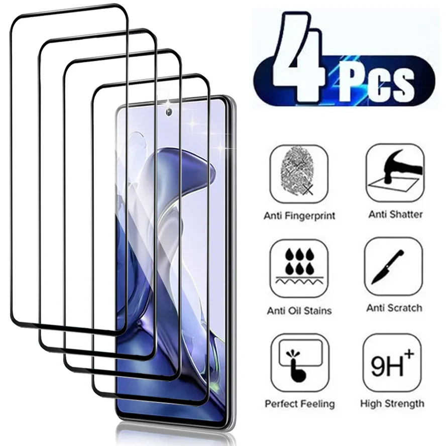 4 Pz, Pellicola Vetro Per Xiaomi-11T Pro Vetro Temperato Mi11T Pro Xiaomi 11T Glass Mi 11T Pro Screen Protector Xiaomi 11 T Pro Vetro