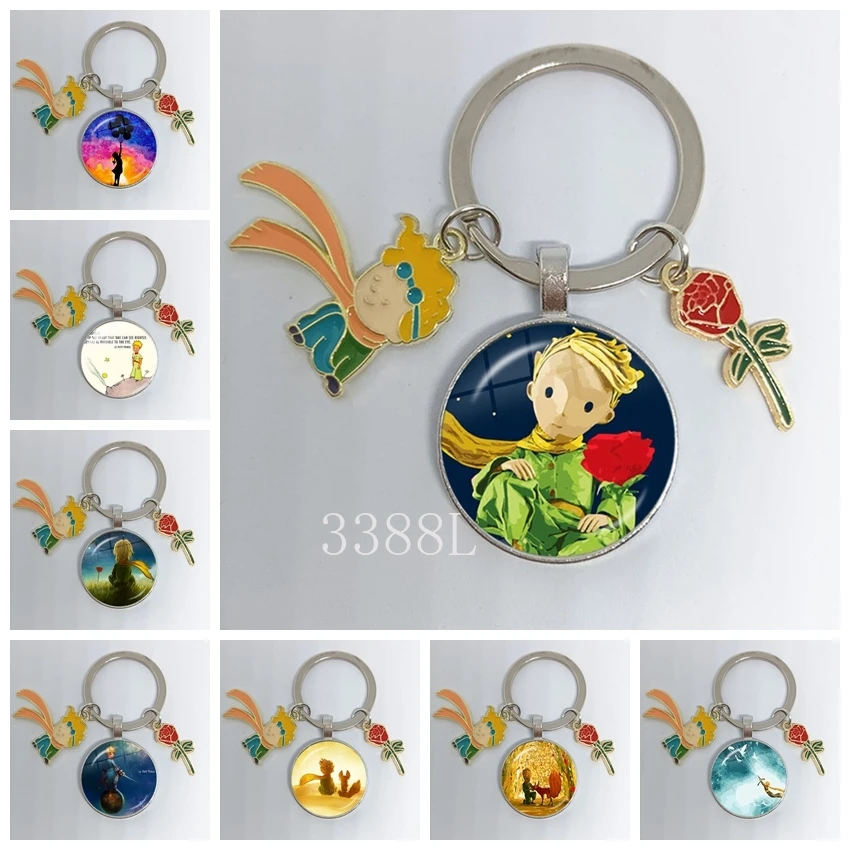 Vendita Calda Gioielli Di Moda Cupola Portachiavi In Metallo Di Vetro Prince Rose Charming Classic Gift