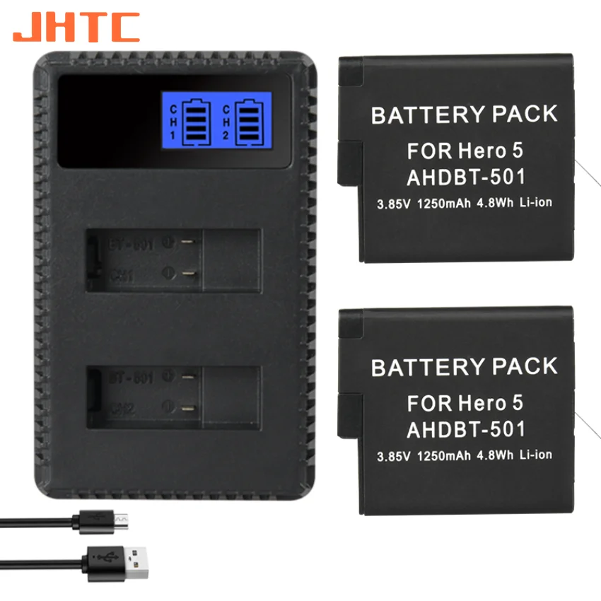 Batteria 1250Mah Per Gopro Hero 7 Gopro Hero 6 Gopro Hero 5 Fotocamere Caricabatterie Per Gopro Hero 5 Hero 6 Hero 7 Black