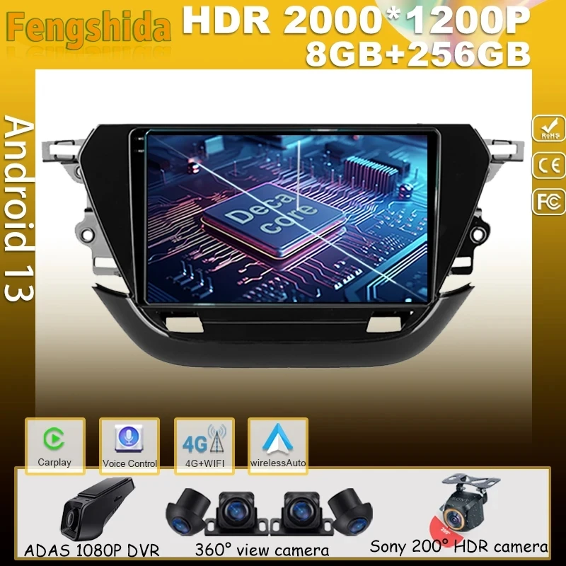 Autoradio Android Per Opel Corsa F 2019 - 2023 Auto Radio No 2Din Player Touchscreen Monitor Unità Principale Navigazione Bluetooth Gps
