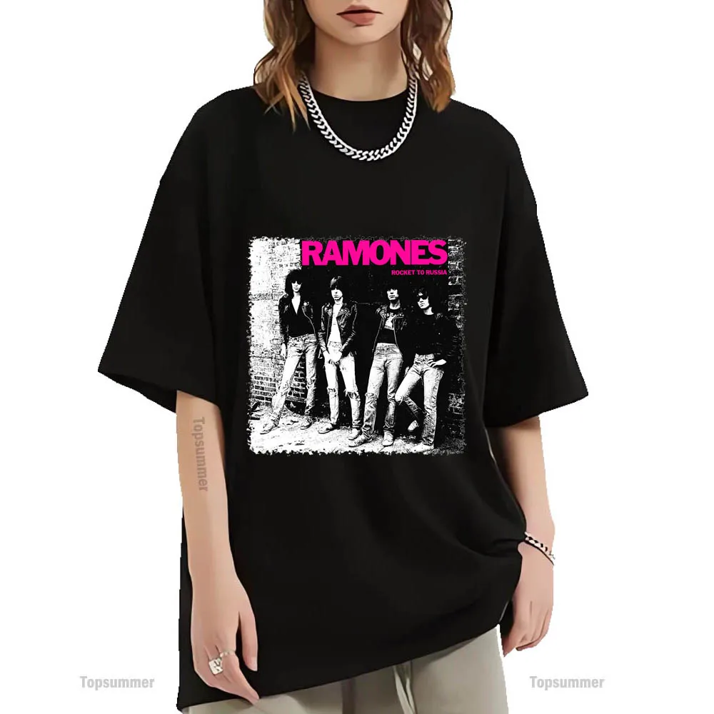 Rocket To Russia Album T-Shirt Ramones Tour T Shirt Men'S Rock Band T-Shirt Oversize Abbigliamento Manica Corta Da Donna