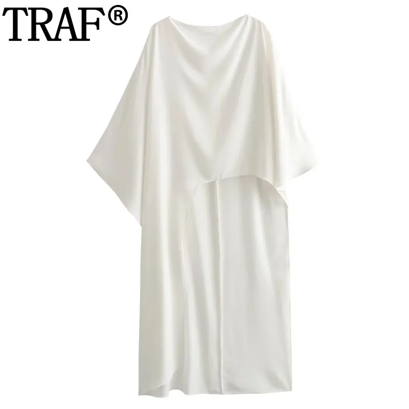 Traf Camicetta Donna Bianca Asimmetrica Mantella Camicetta Lunga Rossa Per Donna Streetwear Beach Camicette Eleganti Camicette Larghe Estive Donna
