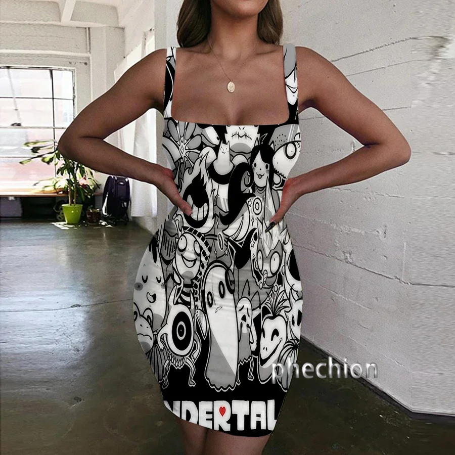Phechion Undertale 3D Print Dress Women Halter Senza Maniche Fashion Party Beach Dresses Romanzo Sexy Womens Clothing Y10