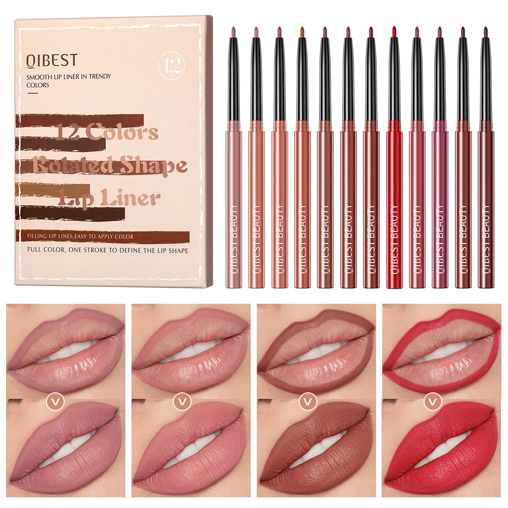 Set Di Matite Per Matita Per Labbra Da 12 Pezzi Matte Nude Contour Matita Per Labbra Rossetto Impermeabile Penna Per Rossetto A Lunga Durata Cosmetici