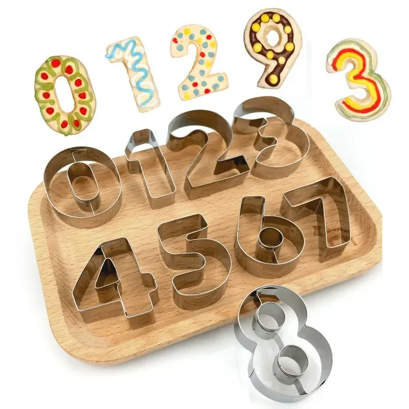 9 Pezzi 0-8 Stampo Per Biscotti A Forma Di Numero Stampo Per Biscotti In Acciaio Inossidabile J2Y