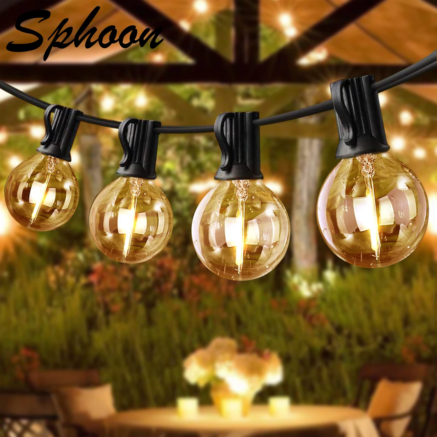 Sphoon 15M 20M Collegabile Led String Light E12 Base G40 Ip44 Impermeabile Dimmerabile Garland Garden Wedding Fairy Lights Home Decor