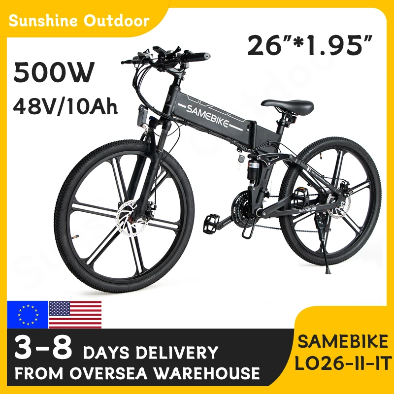 Samebike Lo26-Ii-It 500W 48V Batteria Al Litio E Bici Pieghevole 26 Pollici Pneumatici Portatile Pieghevole Bici Elettrica Ibrida Bici Elettrica
