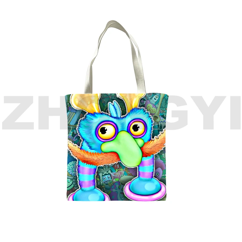 Gioco My Singing Monsters Anime Tote Bag Fashion Big Canvas Bag 3D Cute Shopping Bag Lady Supermarket Bag Borse Borse A Tracolla
